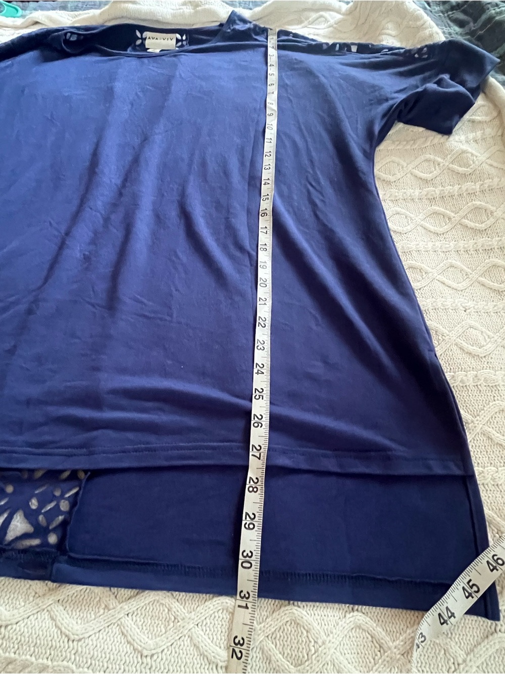 Ava & Viv Dark Royal Blue Laser-Cut Shoulder Long Top - Women’s Size 3X - Picture 12 of 14